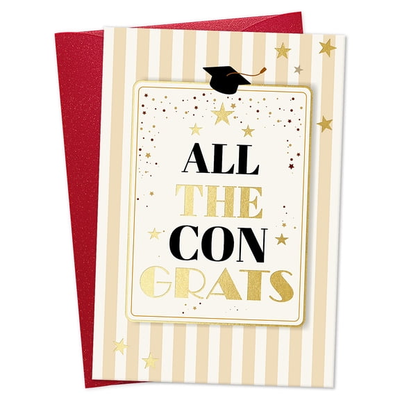 WaaHome Graduation Card for Him Her - Funny 2025 High School and College Graduation Gifts Card - Congratulation Cards for Son Daughter Grandsons Granddaughter - All the Congrats
