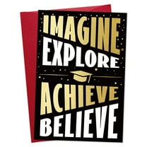 WaaHome Graduation Card for Him Her - Funny 2025 High School and College Graduation Gifts Card - Congratulation Cards for Son Daughter Grandsons Granddaughter - Explore Achieve