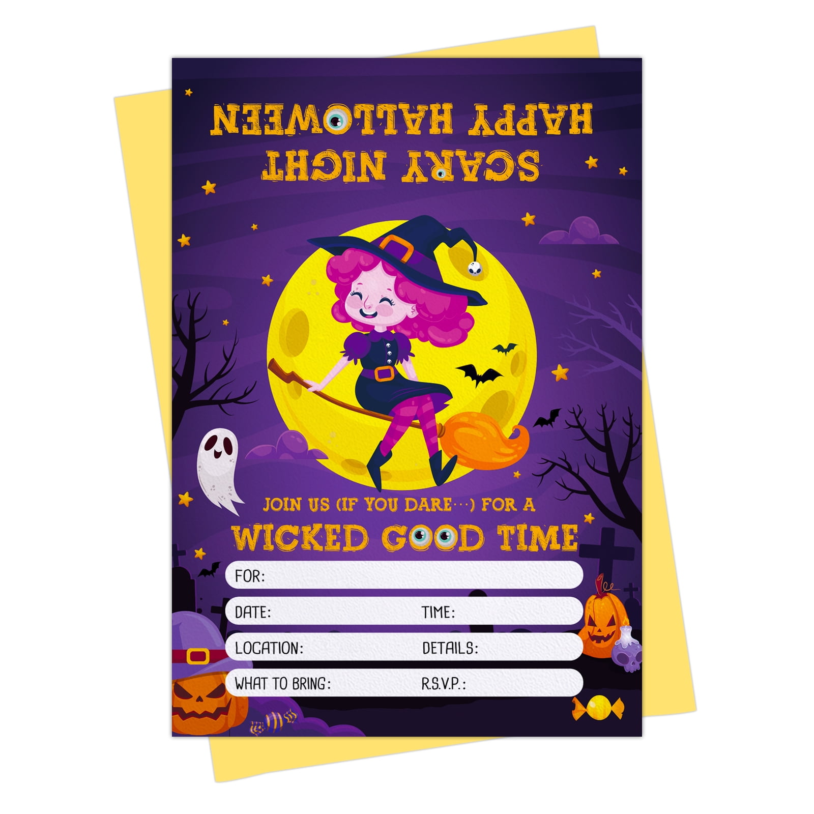 WaaHome Halloween Invitation Cards 12 Pcs 6.7"x 4.9" Scary Night
