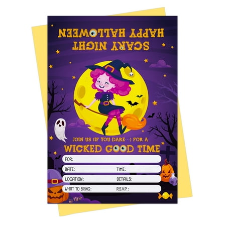 WaaHome Halloween Invitation Cards 12 Pcs 6.7"x 4.9" Scary Night Halloween Birthday Invitations Halloween Party Invites for Kids & Adults Birthday & Costume Parties Monster Trick or Treat Events