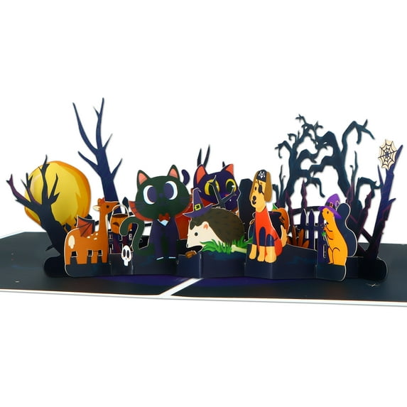 WaaHome Halloween Pop Up Card for Kids 3D Happy Halloween Cards Funny Halloween Party Gifts Card Black Cat Pop Up Halloween Greeting Card for Kids Adults Boyfriend Girlfriend with Envelope&Note Card