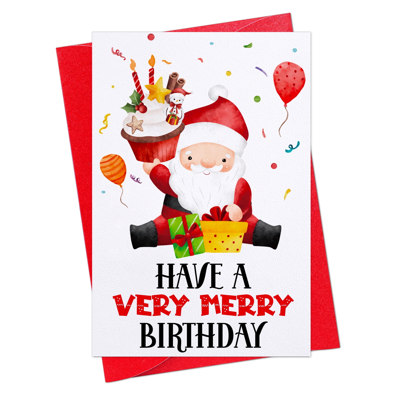 WaaHome Happy Birthday and Merry Christmas Greeting Card Christmas