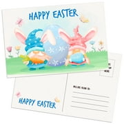WaaHome Happy Easter Postcards for Kids 30PCS Gnome Easter Eggs Postcards 4"x6" Spring Easter Greeting Cards Assortment Bulk Postcards Gifts