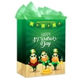 thumbnail image 1 of WaaHome Happy St. Patrick's Day Paper Gift Bags with Handle 11.5" Large Irish Lucky Shamrock Gift Bags with Tissue Paper Green Clover Wrapping Gift Bags for Kids St. Patrick's Day Party Favor Supplies, 1 of 7