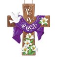 thumbnail image 1 of WaaHome He Is Risen Easter Cross Sign Religious Easter Door Decorations Easter Door Hanging Sign for Wall Door Home Spring Decor Farmhouse Easter Cross Wreath Sign for Front Door, 1 of 7