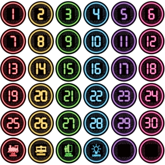 WaaHome Line up Spots for Classroom Floor - 36PCS 4'' Removable Vinyl Neon Tech Floor Numbers for Classroom Lining up Number Stickers Back to School Kindergarten Preschool Elementary Teacher Supplies
