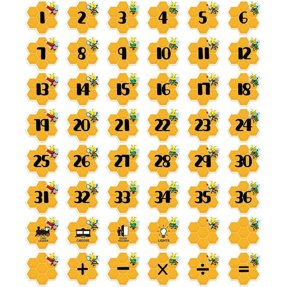 WaaHome Line up Spots for Classroom Floor Stickers - 48Pcs Bee Number Stickers Floor Numbers for Classroom Lining up for Back to School Kindergarten Preschool Elementary Supplies