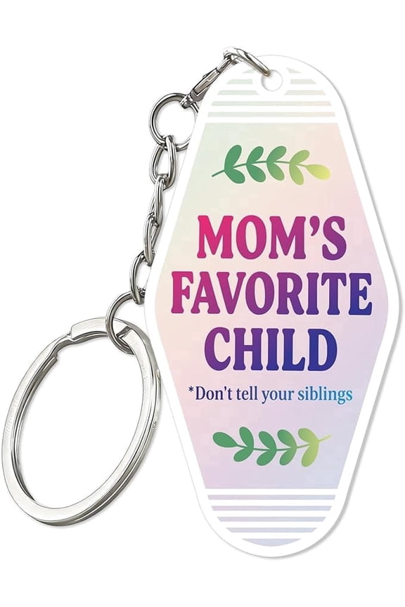 Mom Favorite Child Keychain Gifts for Mom Grandma Mothers Day Ornament for Tree Decorations Funny Dont Tell Your Siblings Joke Gift from Daughter Son Acrylic Pendant Birthday Present