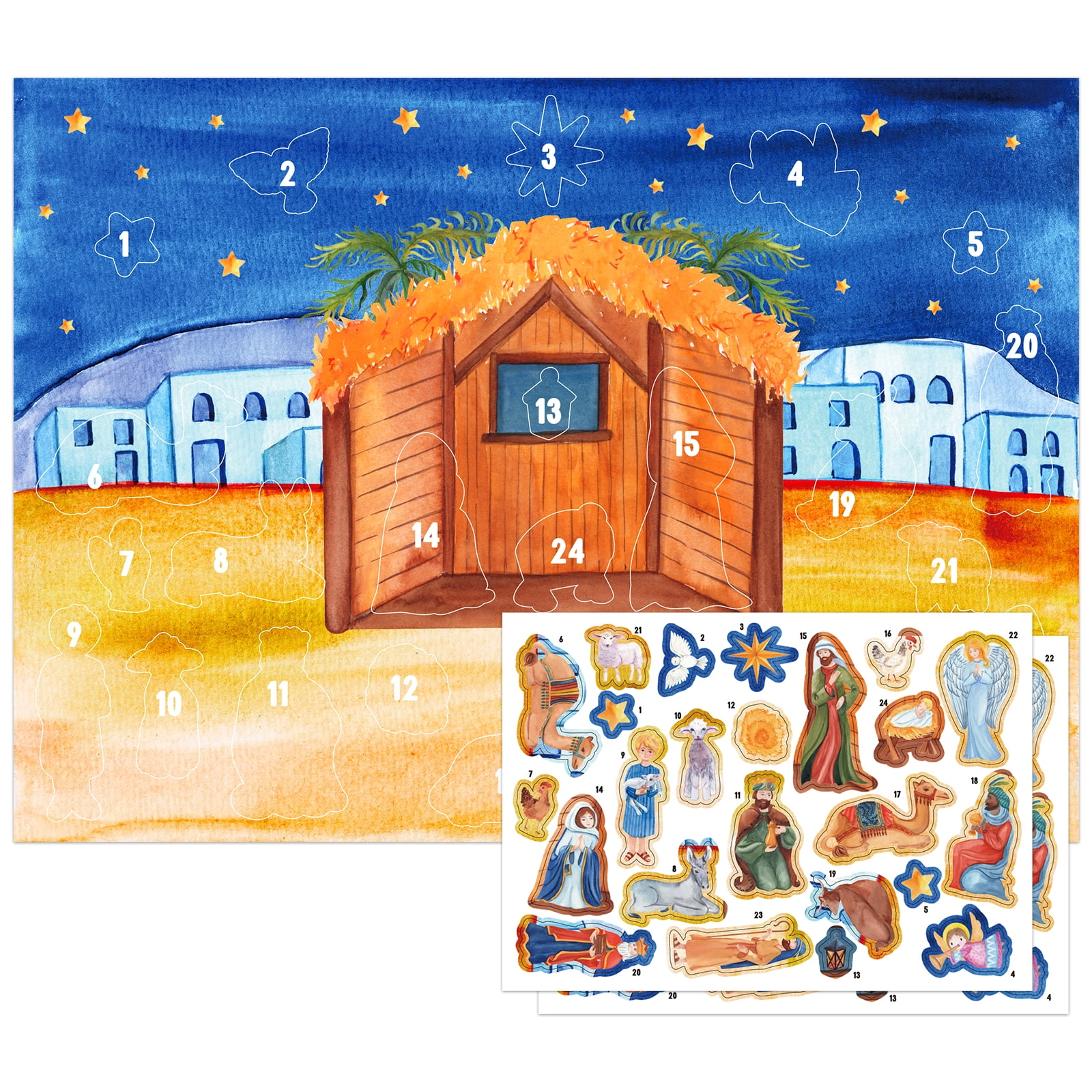 WaaHome Nativity Sticker Advent Calendar for Kids Christmas Advent