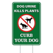 WaaHome No Poop Dog Sign for Yard 8"x12" Curb Your Dog Yard Sign Keep Off The Grass Yard Sign with Stakes Waterproof Dog Poop Pick Up Sign for Lawn Outdoor