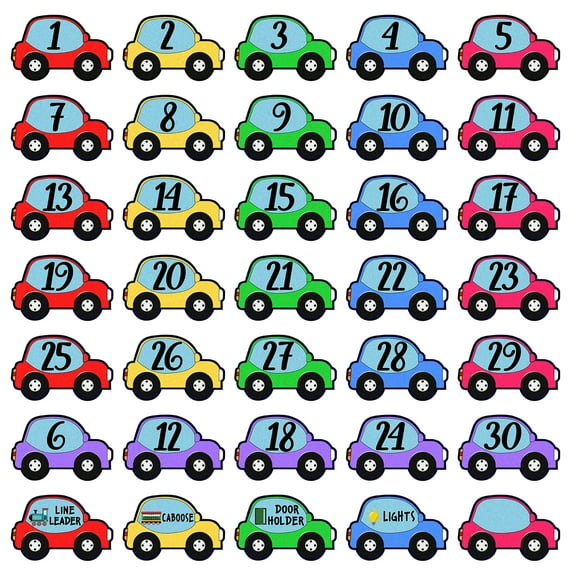 WaaHome Number Spot Markers Stickers 36PCS Colorful Car Line Up Spots Stickers for Classroom Floor 4" Number Spot Helpers Sticker Labels for Kindergarten Preschool Elementary