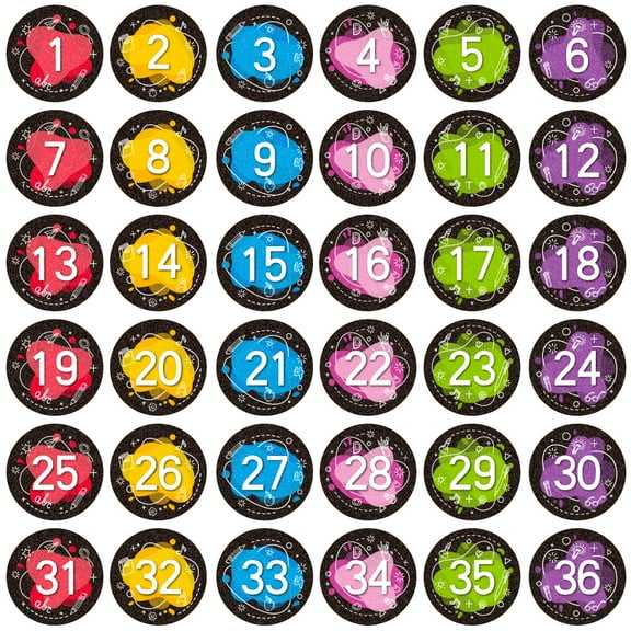 WaaHome Number Spot Markers Stickers, 36pcs Moticolored Number Spot Markers and Labels, 4" Paper Number Spots Markers for Pre-school, Kindergarten,Elementary