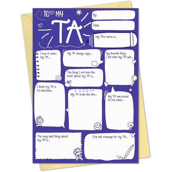 WaaHome Personalized Teacher Thank You Card - Fill in the Blank Teacher Appreciation Card for Aide, Instructors, School Staff, Homework Club, Interactive Thank You Gift from Student