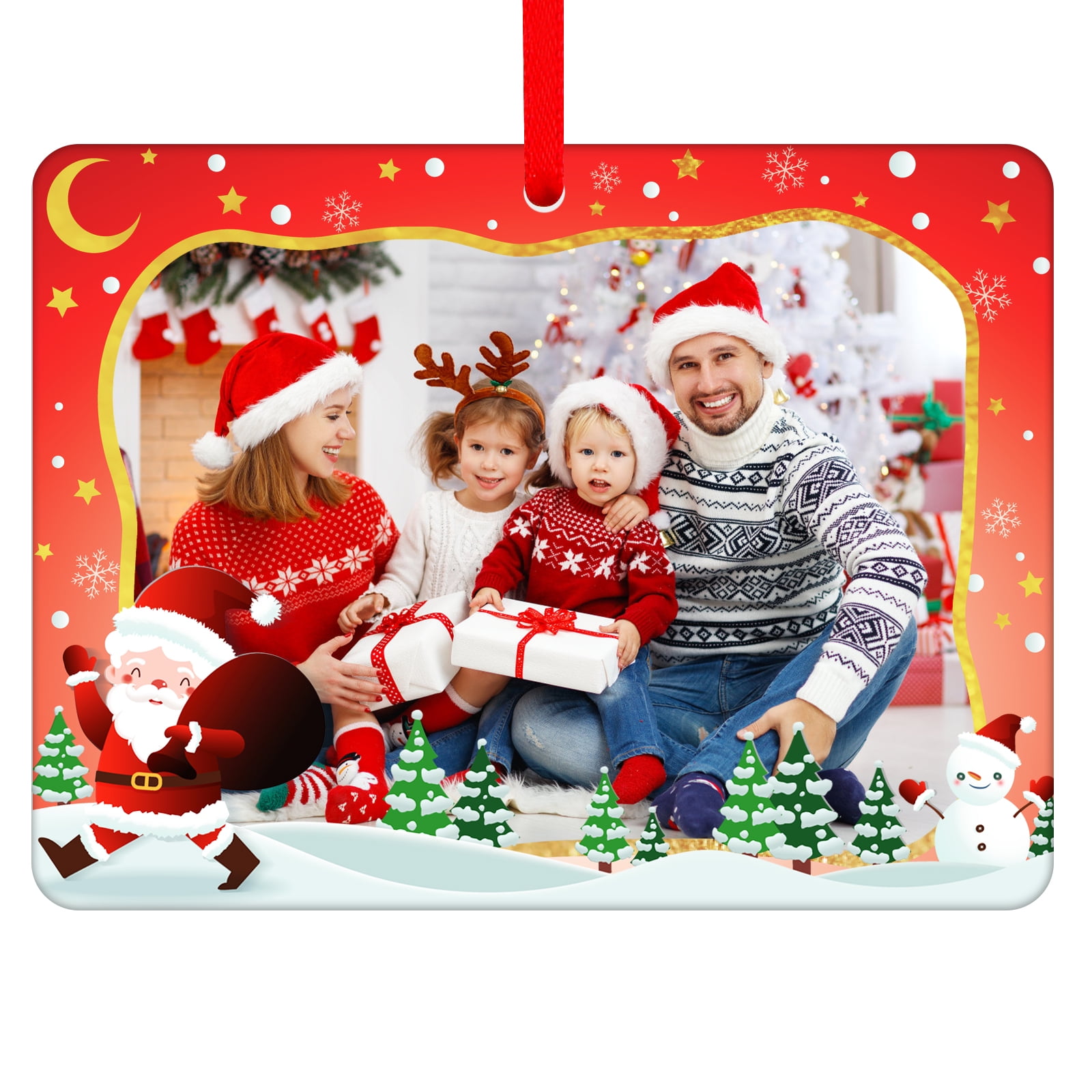 WaaHome Picture Frame Christmas Ornaments 2023,Snowman Photo Ornaments