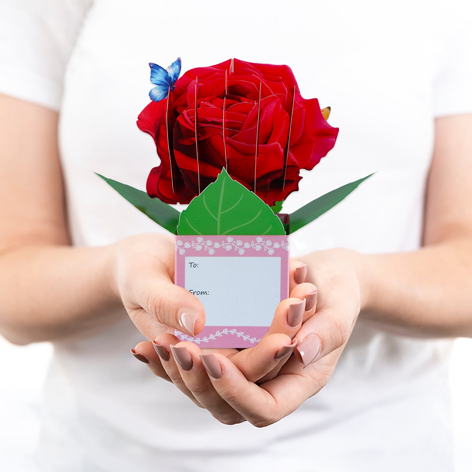 WaaHome Pop up Flower Bouquet Card - 7''x8'' Paper Flower Bouquet Card ...