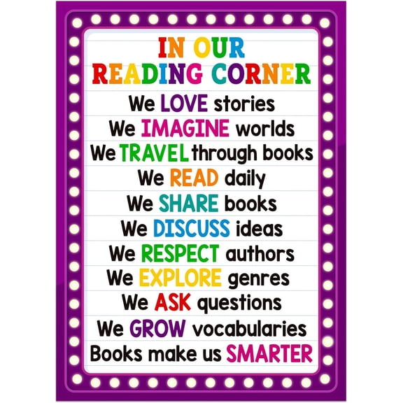 WaaHome Reading Posters for Classroom - Educational Poster Colorful Classroom Decorations Elementary Motivational Reading Corner Bulletin Board Set for Preschool Kindergarten Homeschool Wall Decor