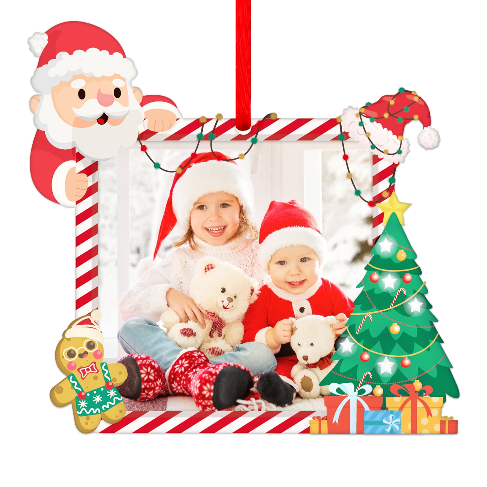 WaaHome Santa Christmas Picture Frame Ornaments 2023 Personalized Photo