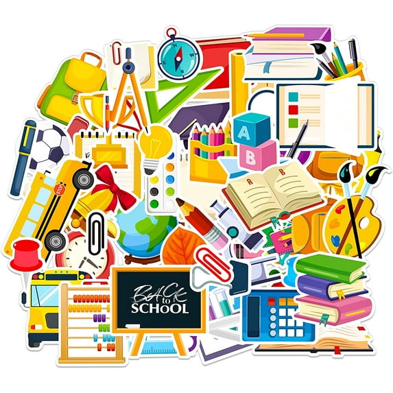 WaaHome School Stickers 60pcs Science Stickers for Students Scrapbook School Stickers for Kids Teens Teacher Stickers for Laptop Water Bottles Classroom Decorations