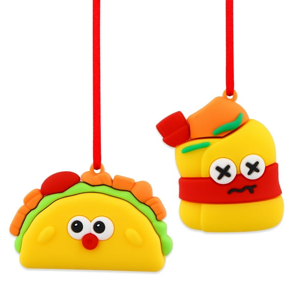 WaaHome Christmas Ornaments Taco and Sauce Ornaments for Christmas Tree Decorations Funny Food Christmas Hanging Ornament Set of 2 Mexican Christmas Tree Ornaments Gifts for Christmas New Year Party