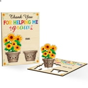 WaaHome Teacher Appreciation Cards Teacher Thank You Card with Pop Up Flower Thank You for Helping Me Grow Best Teacher Gifts End of Year Gifts for Teacher Retirement Card Teacher Cards from Student