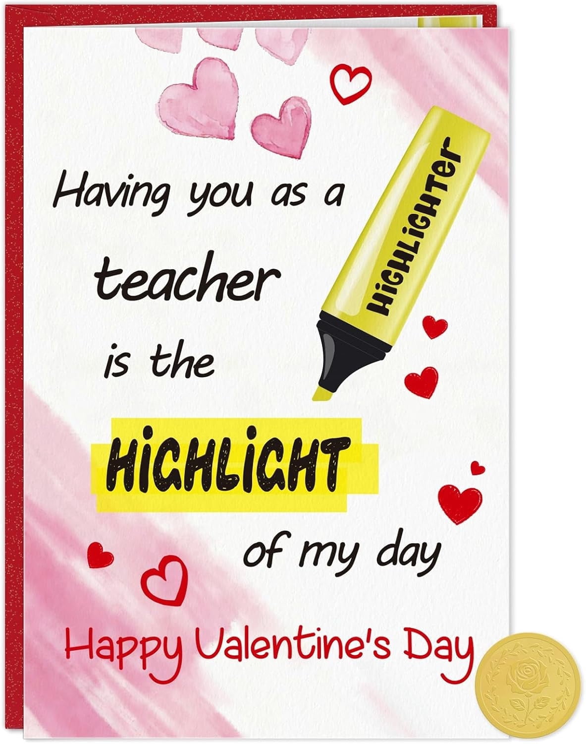 Highlight Card WaaHome Teacher Valentine Card - Highlight Pun Happy Valentines Day ...