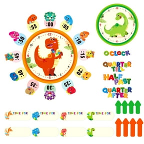 WaaHome 34PCS Telling Time Bulletin Board Set Decoration Clock for Kids Learning to Tell Time Telling Time Teaching Practice Clock for Bulletin Board Decorations Classroom Supplies