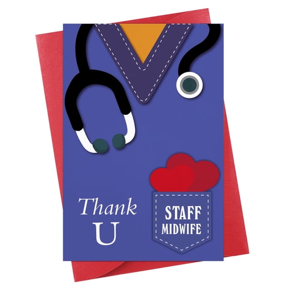 WaaHome Thank You Card for Midwife OB Nurse Obstetrician Nurses Week Cards Doula OBGYN Appreciation Gifts Cards Labor and Delivery Doctor Gift Women Men Staff Midwife Nurses Day Cards With Envelopes