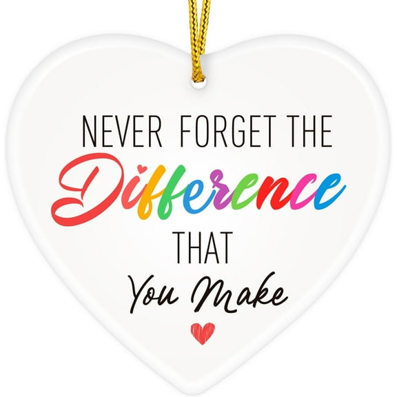 WaaHome Thank You Gifts for Women - Never Forget The Difference That You Make Ceramic Christmas Ornament Keepsake Appreciation Retirement Gifts for Friend Men Women Coworker