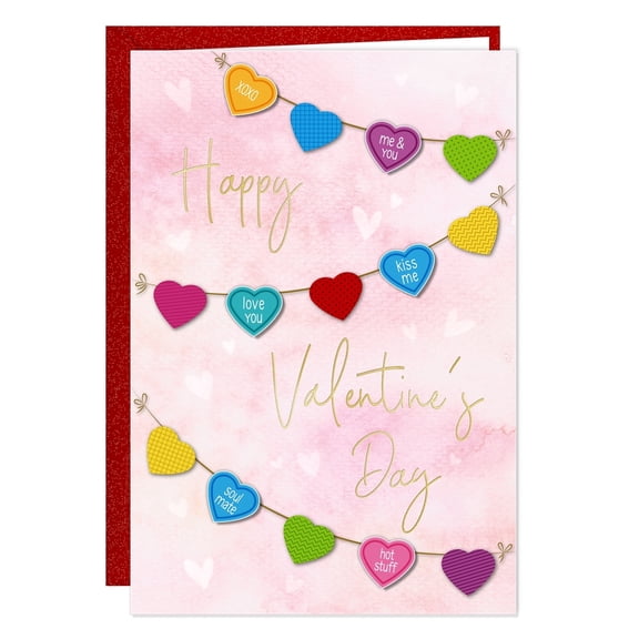 WaaHome Valentines Day Card for Him Her - Romantic Love Card for Husband Wife Boyfriend Girlfriend - Colorful Flags Gold Foil Happy Valentines Greeting Card with Envelope & Sticker