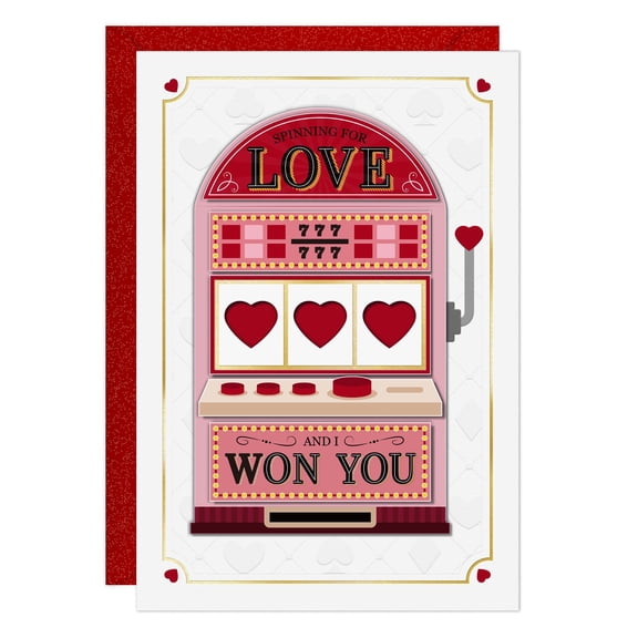 WaaHome Valentines Day Card for Him Her - I Won You - Romantic Jackpot Love Card for Husband Wife Boyfriend Girlfriend - Happy Valentines Greeting Card with Envelope & Sticker