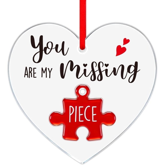WaaHome Valentines Day Gifts for Him Her - You are My Missing Piece Detachable Valentine Ornaments Romantic Keepsake Decor for Boyfriend Girlfriend Husband or Wife