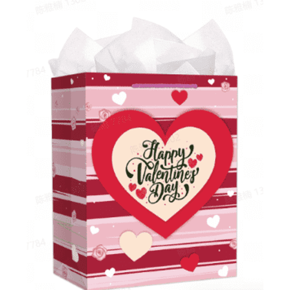 WaaHome Valentines Gift Bag - 13'' You and Me Anniversary Paper Gift Bag with Tissue Paper for Women Men Boyfriend Girlfriend - Valentines Gift for Him Her Weddings Engagements Bridal Showers