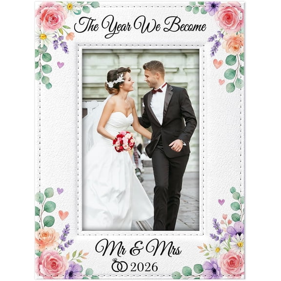 WaaHome Wedding Picture Frame - Wedding Gift for Couples 2026 - Bridal Shower Bride Gift for Married Newlywed - Mr and Mrs Gifts - 4x6 Just Married Picture Frame Room Decor