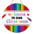 thumbnail image 1 of WaaHome Welcome Sign for Classroom Decorations 11.5" Welcome to Our Classroom Door Sign Welcome Back to School Door Hanger Wreath Sign for School Classroom Bulletin Board Decorations Teacher Supplies, 1 of 8