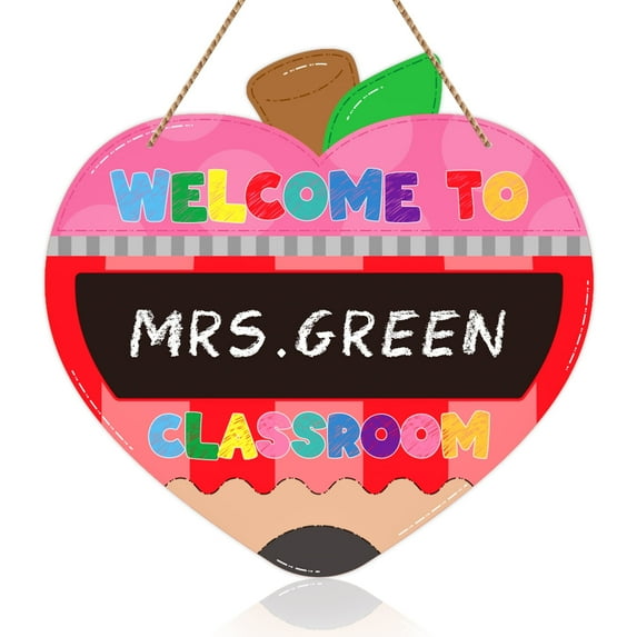 WaaHome Welcome Sign for Classroom Door Decorations Personalized Teacher Sign for Classroom Welcome to Our Classroom Hanging Sign for Wall Door Bulletin Board Back to School Teacher Gift Supplies