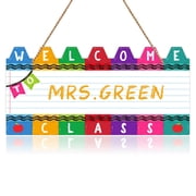 WaaHome Welcome Sign for Classroom Door Decorations Teacher Name Door Sign Personalized Welcome to Our Class Door Hanger for Classroom Back to School Classroom Decorations Elementary Teacher Supplies