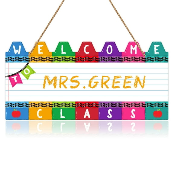 WaaHome Welcome Sign for Classroom Door Decorations Teacher Name Door Sign Personalized Welcome to Our Class Door Hanger for Classroom Back to School Classroom Decorations Elementary Teacher Supplies