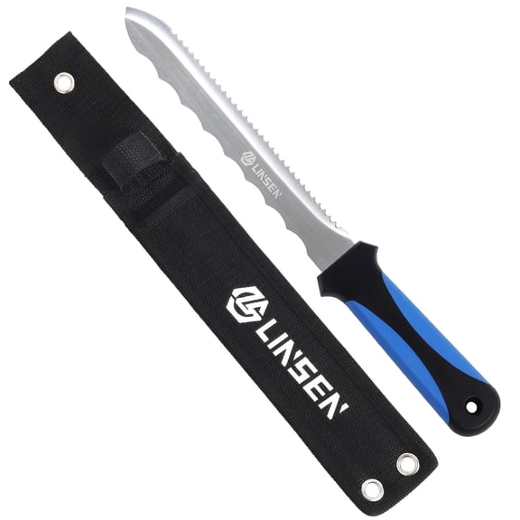 Waaoon Insulation Knife For Cutting Mineral Wool Insulation Sod Cutter Stainless Steel 11 Double Sided Cutter with Sheath Blue