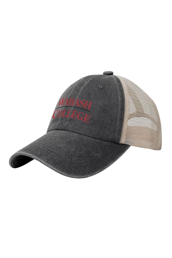 Wabash College Hat Adjustable Athletic Vintage Washed Distressed Mesh Baseball Cap