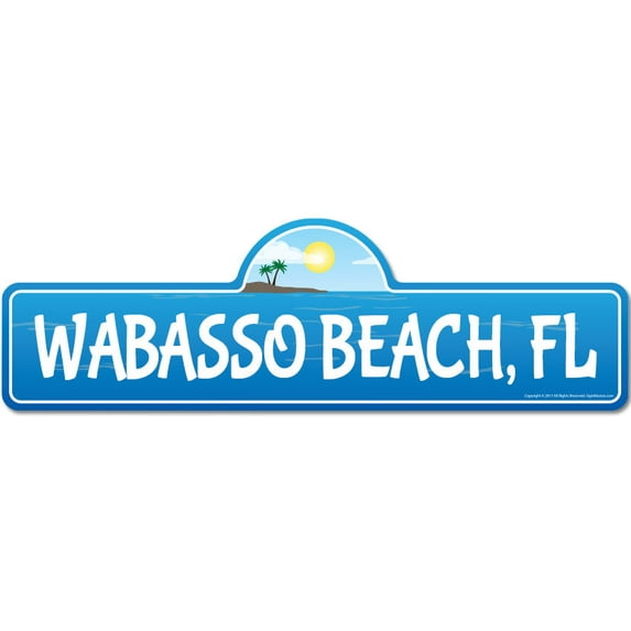 Wabasso FL Florida Beach Street Sign | Indoor/Outdoor | Surfer Ocean Lover Décor For Beach House Garages Living Rooms Bedroom | Signmission Personalized Gift