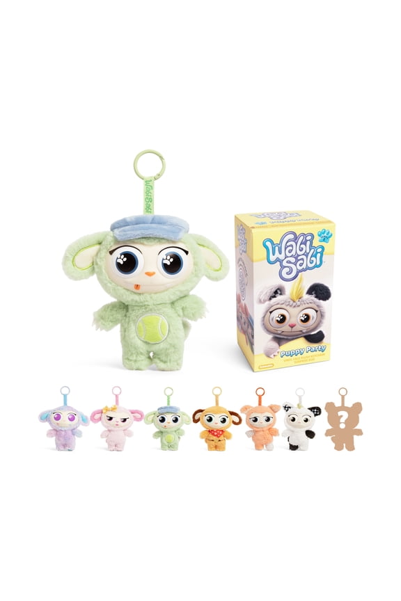 Wabi Sabi Puppy Party Blind Box by Relatable - Mystery Plush Toys, 5 inch Surprise Pup Plushie Keychain