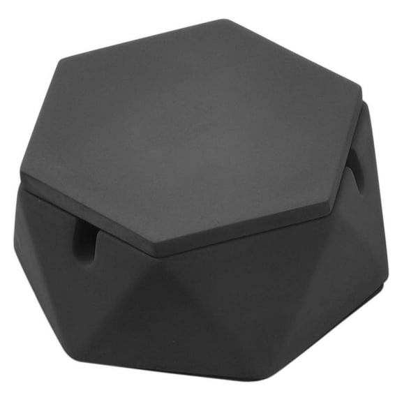 Wabi-Sabi Cement Ashtray, Hexagon Shape with Lid, Stainless Steel Liner for Easy Cleaning, Durable Patio Home Office Decor, Small Grey