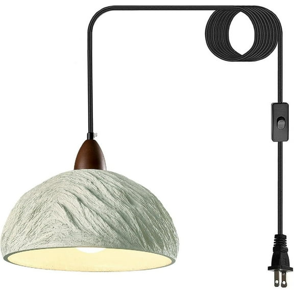 Wabi Sabi Pendant Light Concrete Large,Plug in Hanging Light Fixture with 16.5ft Cord and Switch,Hanging Lamps for Bedrooms Dining Room Studios Etc(LED Bulb Include)