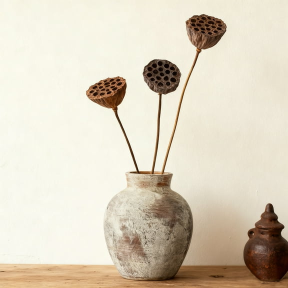 Hand-Thrown Wabi Sabi Vase 6 Inch Small Clay Vase for Dried Flowers - Unique Textured Ceramic Pottery Minimalist Home Decor