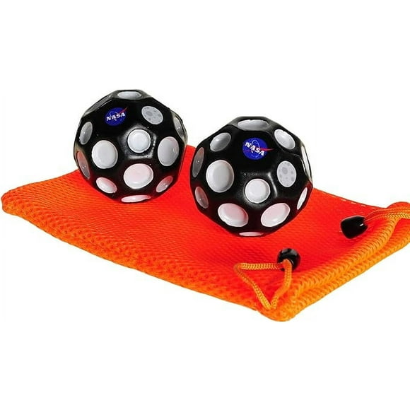 Waboba NASA High Bounce Moon Ball Bundle of 2 with Orange Pouch