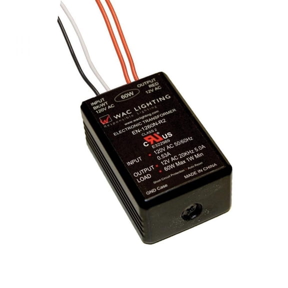 Wac Lighting En-1260-R2 12 Volt Class 2 Non-Enclosed Electronic Transformer - Black