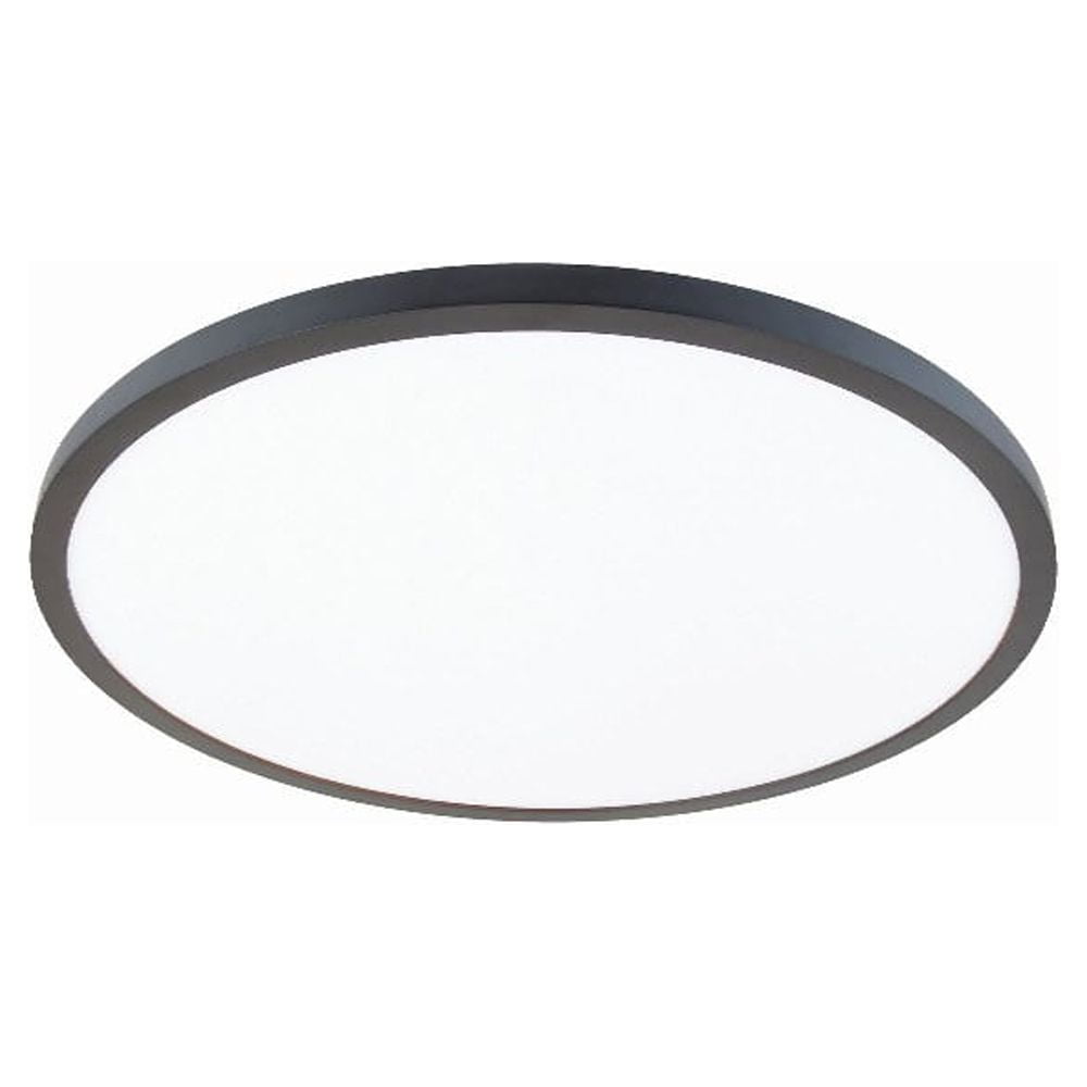 Sleek Edge-Lit Black Aluminum LED Flush Mount Light, 15"
