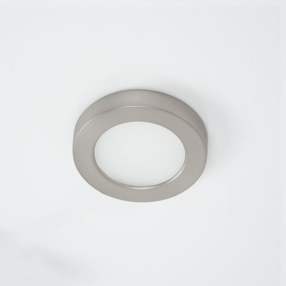 Eco-Friendly Brushed Nickel 3" LED Button Light with Dimmable Feature