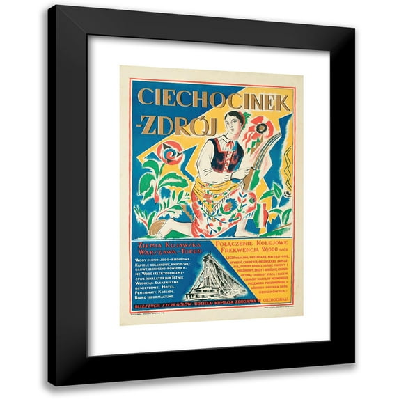 Wacław Wąsowicz 14x18 Black Modern Framed Museum Art Print Titled - Ciechocinek-Zdroj (1925)