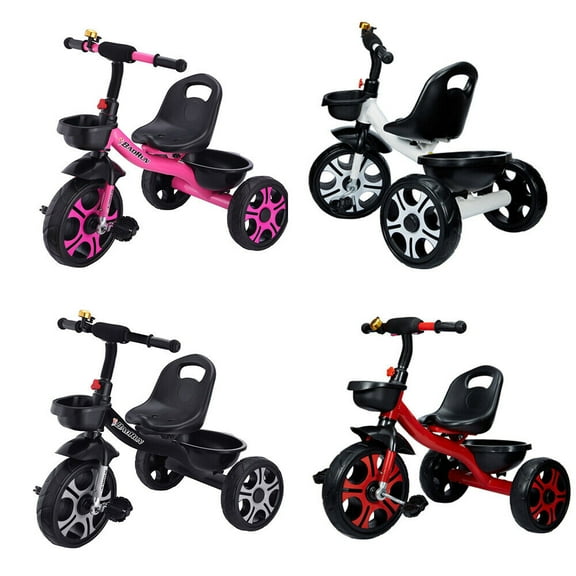 Wacanda Adjustable Seat Unisex Toddler Tricycle, Pink, 29.55" x 19.31"